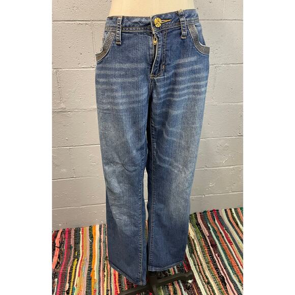 Vintage Y2K Low Rise Phat Fashions Baby Phat Jeans SZ 11 Embroidered Pockets - Picture 5 of 10